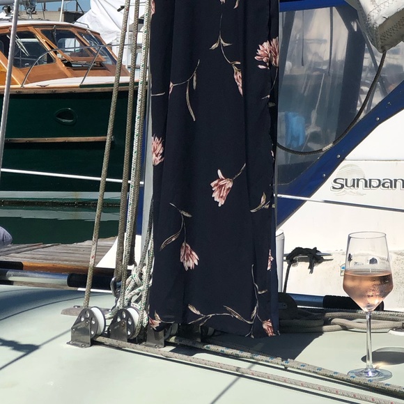 Navy Floral Maxi Dress - Picture 2 of 5